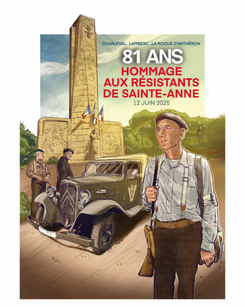Illustration pour la commémoration des 81 ans en hommage aux résistants de Sainte-Anne à Lambesc. Illustration réalisée par fredlameche sur Procreate.
